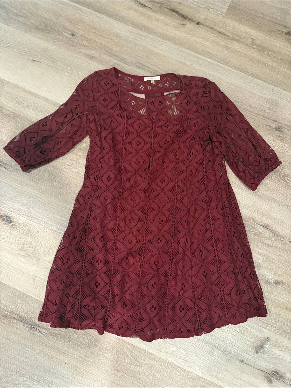 Skies Are Blue Burgundy Lace Mini Dress